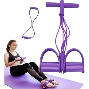 21Fitness Resistance Bands-8 Tube Pedal Ankle Puller with 8 Shape Resistance Band,Multifunction Tension Rope, for Strength Training, Tummy, Waist, Arm, Home Gym Exercise Equipment