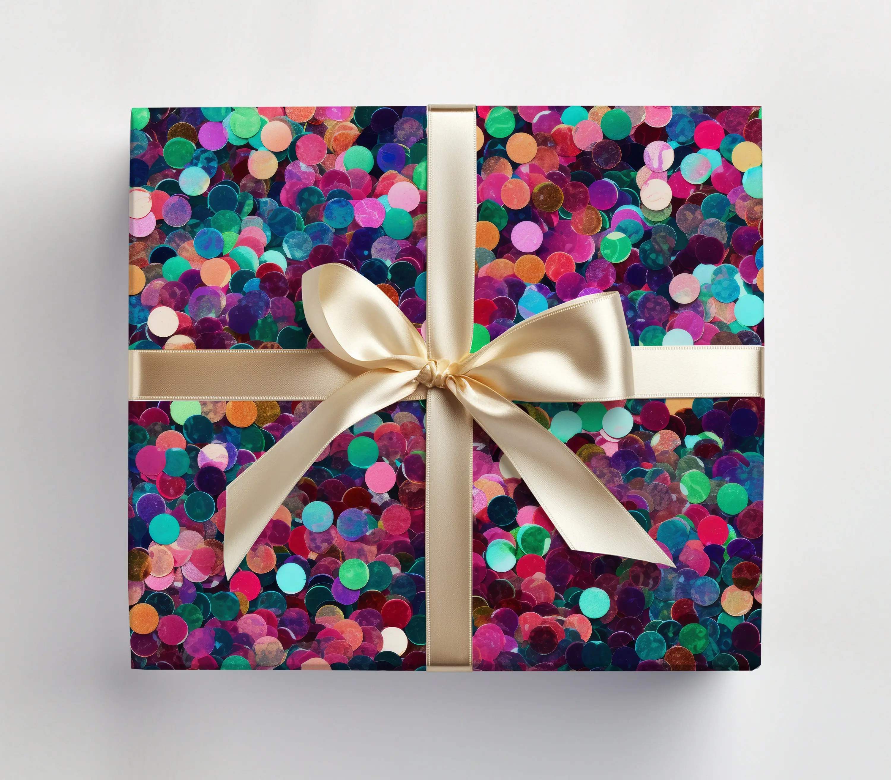 Rainbow Sequin Wrapping Paper Roll Shiny Sequins Gift Wrap Roll, Metallic Wrapping Paper Sparkly Sequins Gift Wrapping Roll