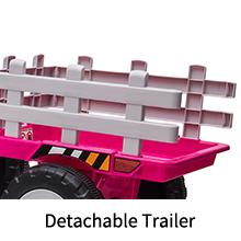 GARVEE 12V Electric Tractor with Trailer: Toddler Ride-On Car, Remote Control, 7-LED Headlights, 2+1 Gear Shift, MP3/USB, for Ages 3-6, Available in Green with 25W or 35W Motor Options and Tread or EVA Tires.