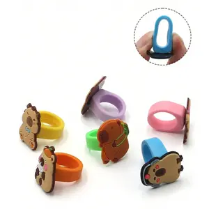 6/12/24 Piece Cartoon Animal Capybara Watermelon Silicone Stackable Stacking Ring Set, Kids Birthday Party Gifts, School Rewards Pinata Fillers, Baby Shower Favors