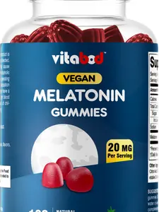 20mg Melatonin Vegan Sleep Aid Gummies - 180 Count, 1 Bottle, Drug-Free, Natural Strawberry Flavor, Non-GMO, Gluten-Free, Vegetarian Selfcare Dietary Supplement