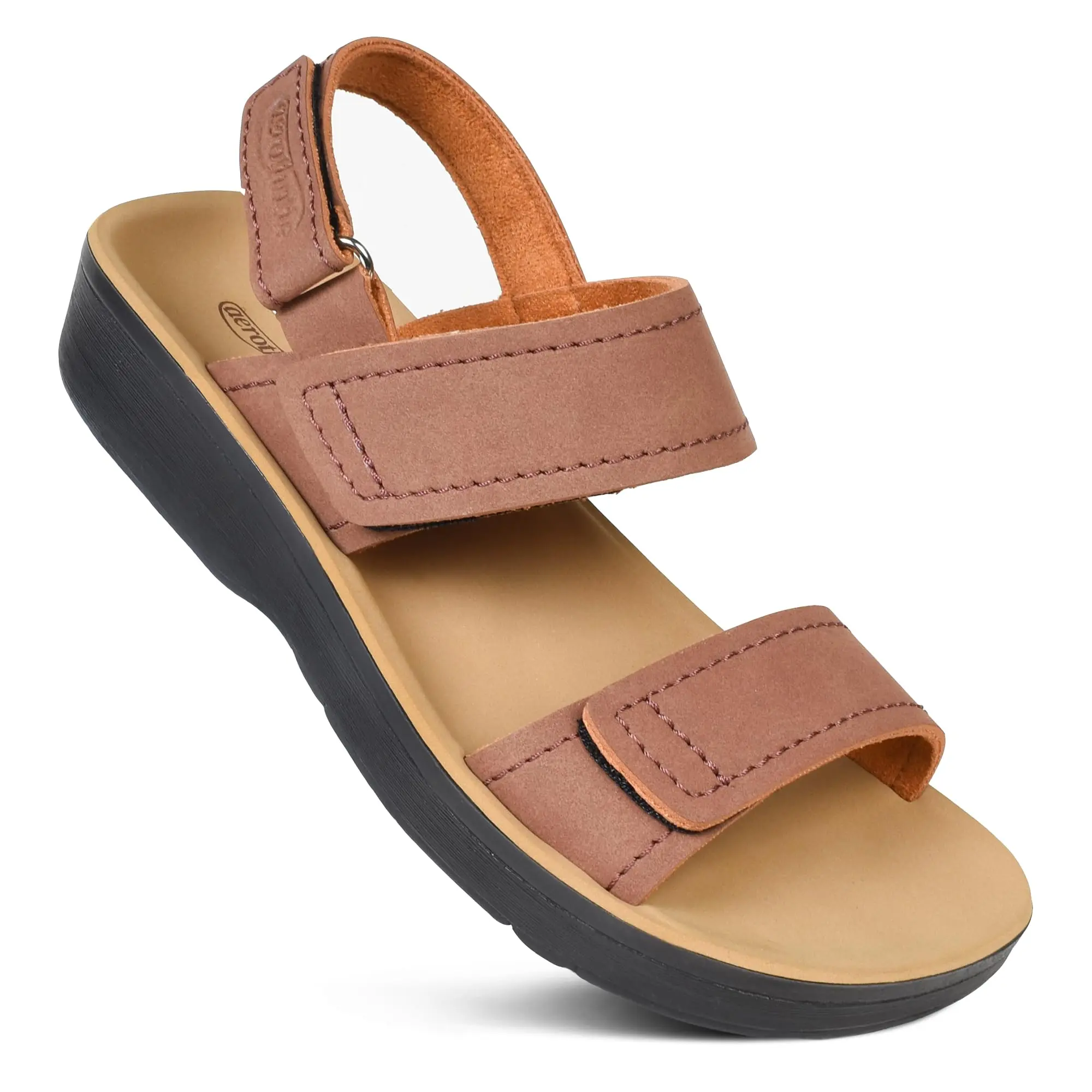 AEROTHOTIC Comfortable Sports Sandals for Women Athletic Outdoor Walking Hiking Cushioned Memory Foam Adjustable Backstrap Beach Sandals with Arch Support (Renee Brown, Size 8)
