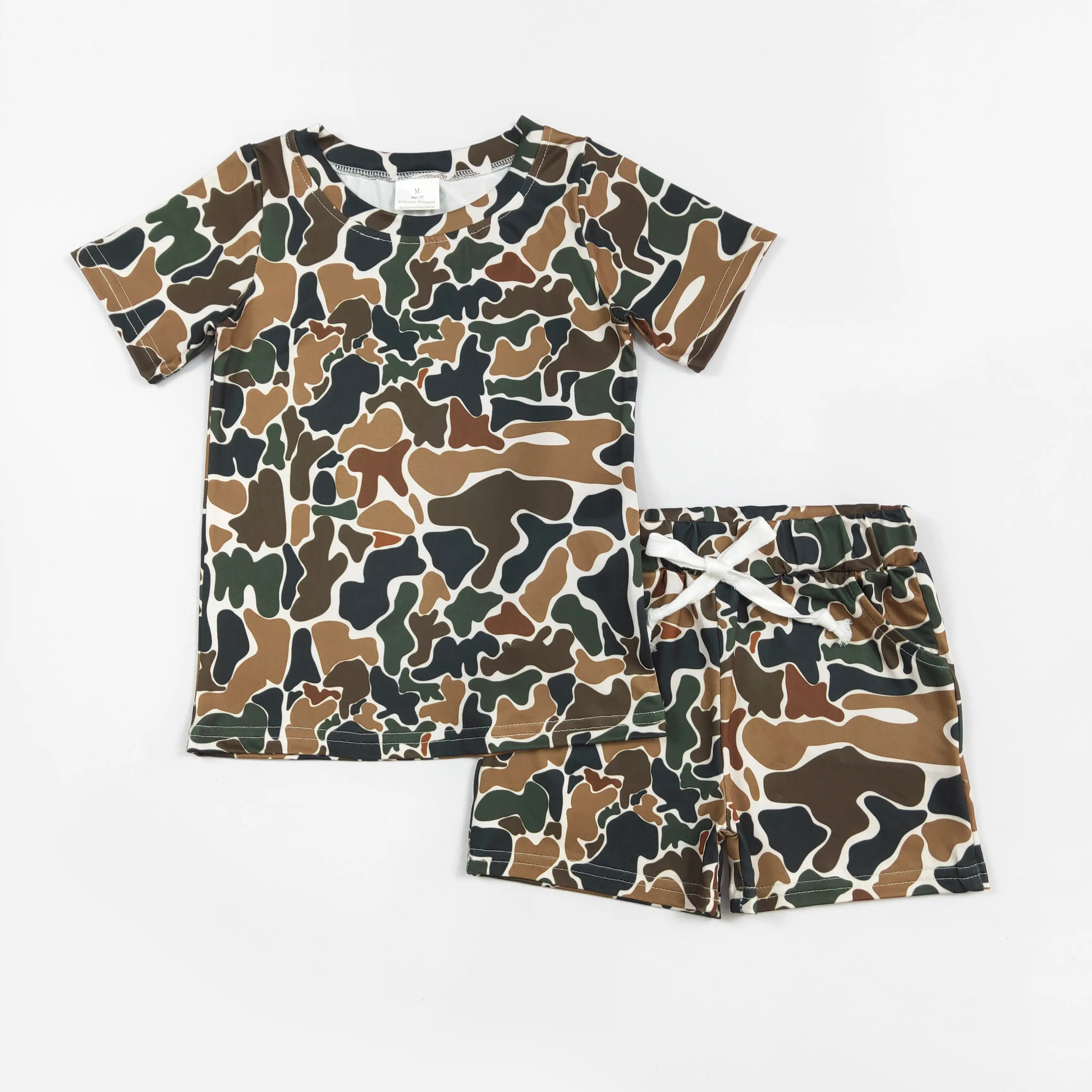 Camouflage Print Short Sleeve Boy Set