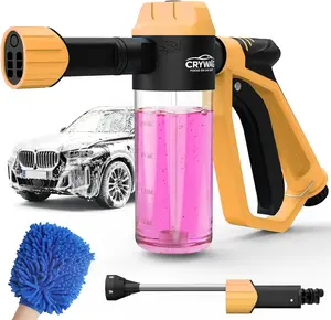 Car Wash Foam Gun for Garden Hose, Foam Cannon Car Wash Kit with Microfiber Wash Mitt, High Pressure Nozzle & 3 Spray Modes, Hose Foam Blaster for Cars, Trucks, RV, Motorcycle Cleaning - Orange