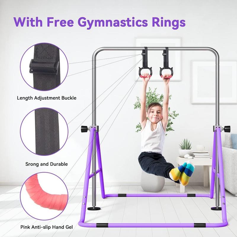 FBsport Gymnastics Bars for Kids with Adjustable Height, Folding Gymnastic Equipment Training Kip Bar, Junior Expandable Horizontal Monkey Bar for Home Practice