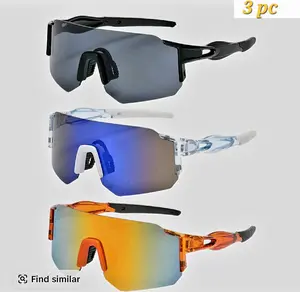 3 Pack Cycling Sunglasses, Windproof UV400 Sports Eyewear for Outdoor Fishing, Hiking, Mountain Bike & Road Biking
