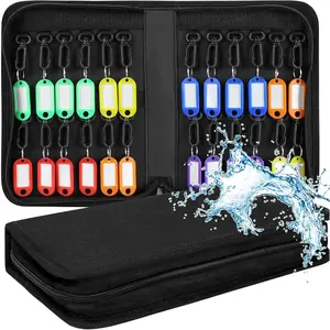 Portable Zippered Key Case Waterproof Key Binder Organizer with 24 Key Hooks and Tags for Rental Management Real Estate Sales Hotel Executives and Car Service