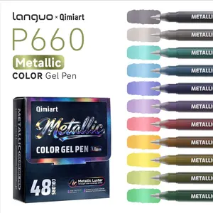 Languo 48 Color Metallic Glitter Neutral Pen, 1.0mm Multi-Color DIY Planner Pen, Drawing Graffiti Marker Pen, Perfect for Creative Projects