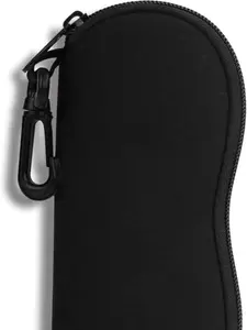 Sunglasses Case Ultra Light Neoprene Zipper Eyeglass Soft Case with Belt Clip - Compact Design for Everyday Use