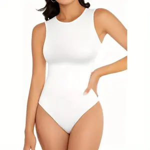 Women's Crew Neck Sleeveless Bodysuits Racerback Halter Tank Top Body Suits for Womens Sexy Going Out Leotards athletic romper Basic Round Neck bodysuit bodysuit shapewear bodysuit for women Crewneck Tanktop White Womenswear Minimalist