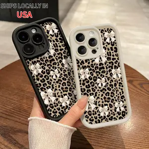 Cheetah bow pattern TPU phone case for iPhone 16 15 14 Pro Max 13 12 11 XR XS Plus shockproof non slip military-grade protection silicone cover cellphone protective