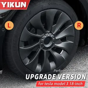 YIKUN 4PCS 18 Inch Wheel Cover for Tesla Model 3 Performance Replacement HubCap Automobile Full Rim Cover Accessories 2018-2023 2022 2021 2020