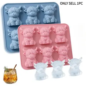 Mini Highland Cow Ice Tray, Adorable 3D Ice Cubes, Perfect for Drinks, Parties, and Gifts, Cute Design, Ideal for Home Use