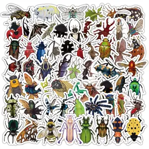 Insect Pattern Sticker, 50pcs/set Colorful Insect Simulation 3D Teaching Sticker, DIY Decorative Sticker for Phone Case, Computer, Guitar, Bag, Water Cup, Scrapbook