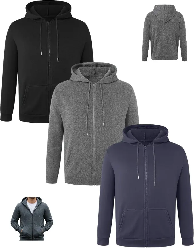 ZIP - UP Hoodie Lightweight 3 Pack Designed in N.Y.C. Casual Long Sleeve Sweatshirts for Everyday Wear Urban Fashion summerwins