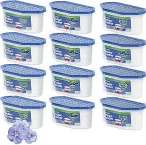 Absorbers, 12 Pack, Compact Dehumidifier for Closet, Efficient Humidity Absorber Boxes,  Absorber for Closet, Odor Eliminator with Linen , Dutch Blue, 6.4oz, 300ml