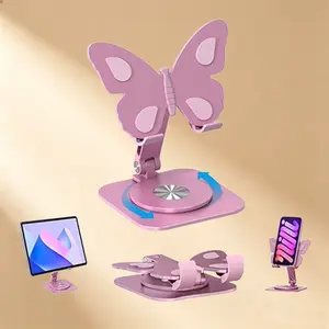 Butterfly Shaped Phone Stand, 360° Rotatable Adjustable Aluminum Desktop Phone Holder, Foldable Portable Cell Phone Bracket, Cute Creative Desk Support for Home Office, Universal Mobile Phone Gift for All Smartphones,Ergonomic Water Bottle Holder Carrier