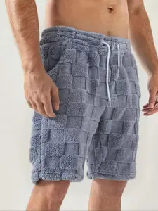 fall outfits Men's and couples' autumn and winter plush checkered men's shorts are soft, skin-friendly, warm and Casual waist shorts. They can be worn for various activities such as Christmas, New Year, and are suitable for both home and casual wear