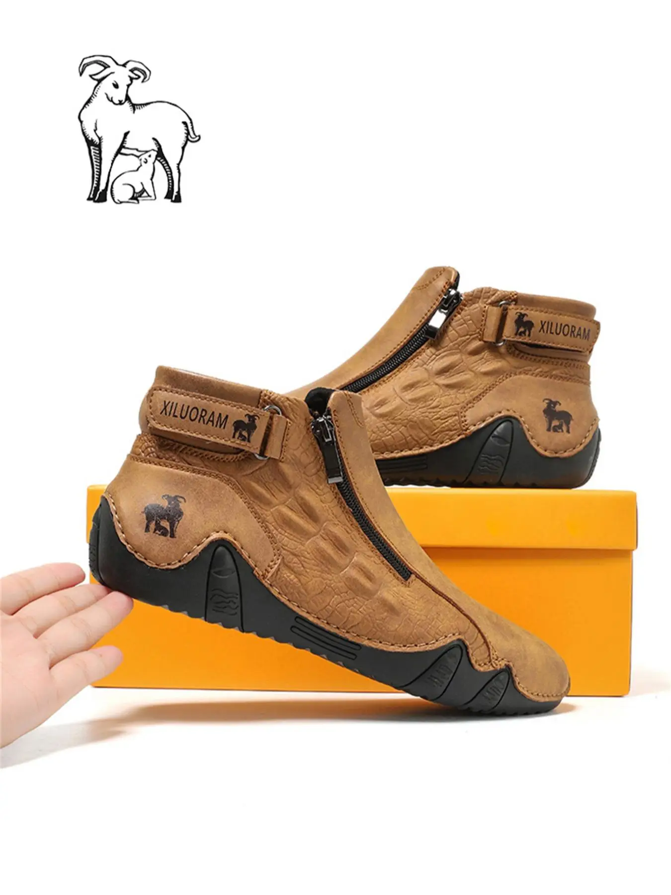 Men's Fashionable Crocodile Embossed Zipper Design Boots, Casual Comfortable Mid-calf Boots for Daily Wear, Fashion Shoes for Party, Daily Clothing De