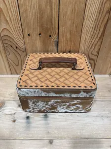 Cowhide & Tooled Leather Double Layer Jewelry Box!