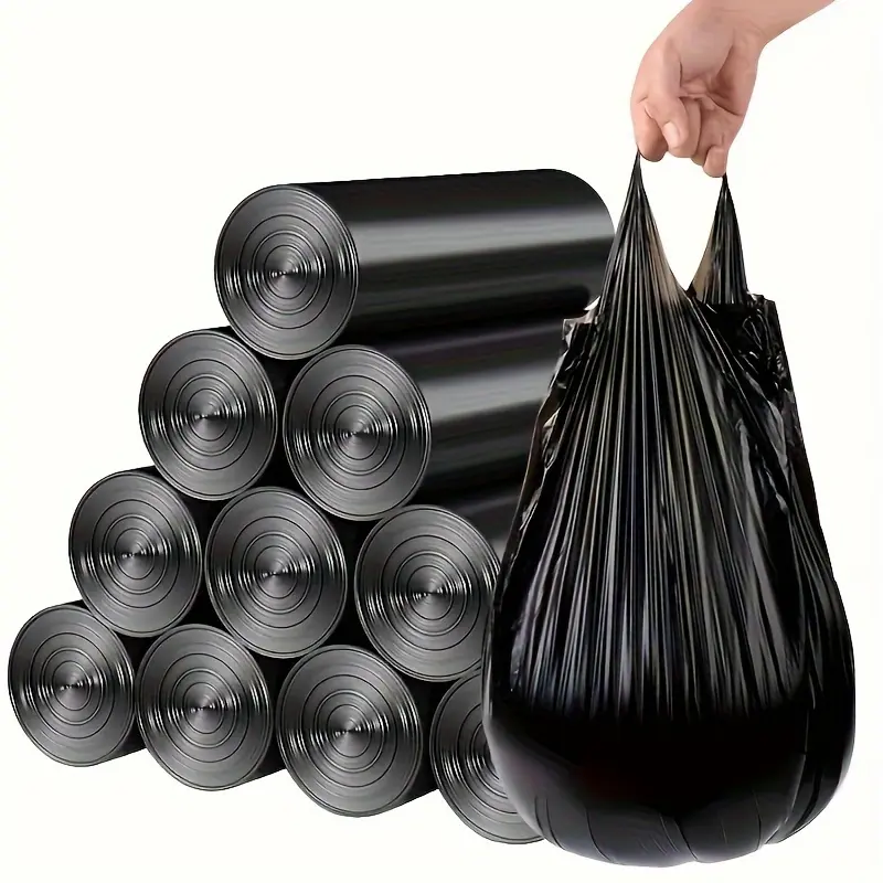 Disposable Plastic Trash Bags, Compact Size 4-gal (46x63 cm) Black Bags with Ample Capacity, 1 Roll of 100 PCS for Daily Kitchen, Bathroom Use