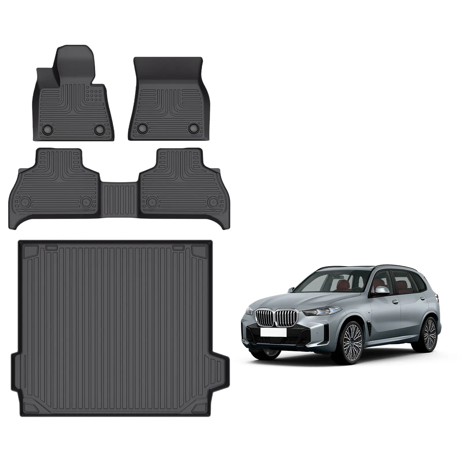 KELCSEECS BMW X5 2019-2026 Floor Mats & Cargo Liners, All Weather Protection TPE Duty Non-Slip Custom Automotive, Front & Rear Row & Trunk Mats, Accessories, Waterproof, Easy to Clean, Eco-friendly Material, Safe and Durable, Perfect Fit,TPE carmats