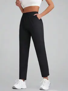 Women's Solid Pocket Pants, Casual Sporty Comfy Loose Trousers for Daily Wear, Ladies Bottoms for All Seasons