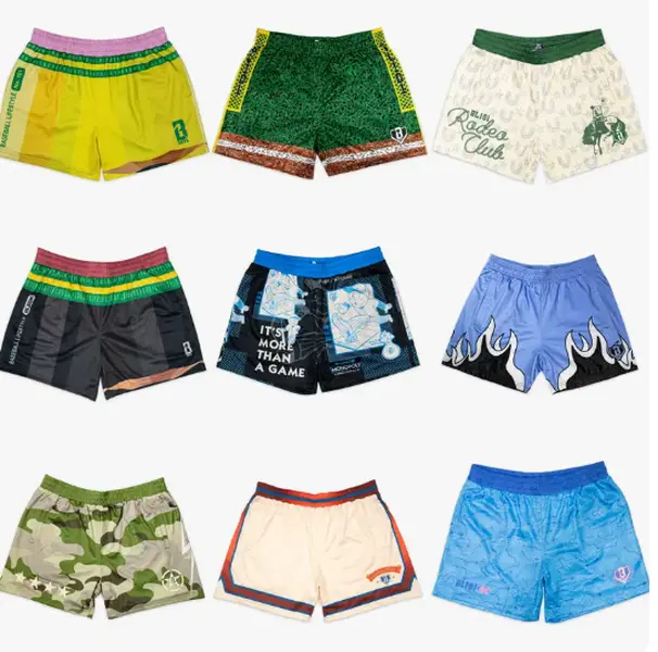 Baseball - Lifestyle - 101  Men's Graphic Mesh Shorts – Streetwear & Athletic Gym Shorts: Classic No. 2 Pencil, Retro Monopoly, Rodeo Club, Hot Rod Flames & Turf Field Pack