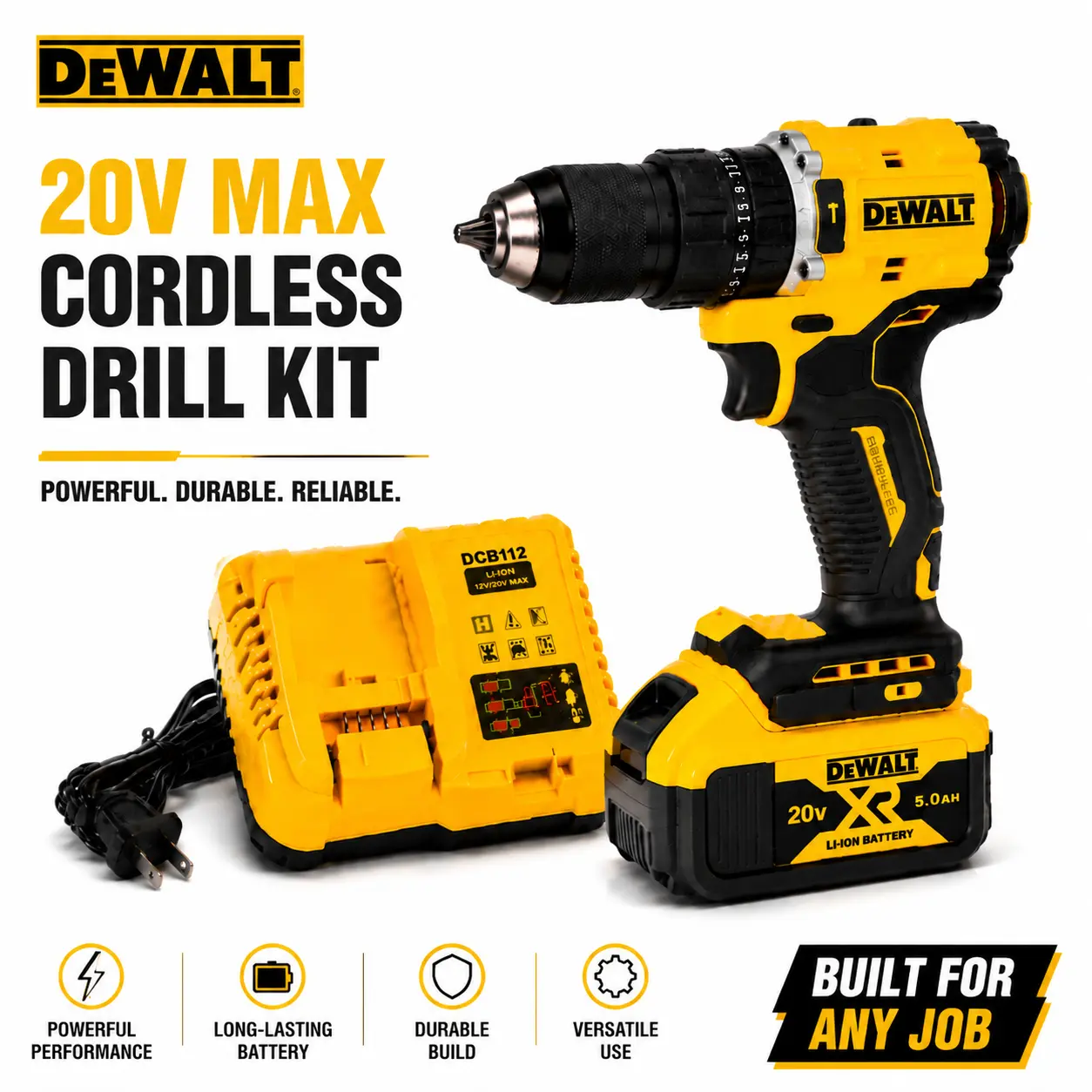 ()DEWALT Cordless Drill Set, Powerful Drilling & Screwdriving, Durable Metal Gear & Reinforced Housing, Compact Ergonomic Design, Rechargeable Power Tool Kit, DIY Home Repair, Woodworking, Garage & Workshop