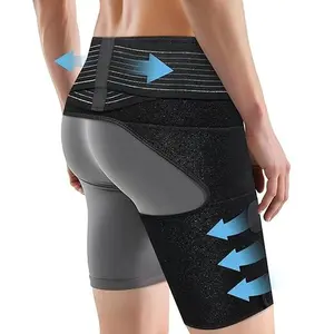 Adjustable Compression Hip Brace for Men & Women, Sciatica Pain Relief Support Wrap for Arthritis, Pulled Thigh, Hip Flexor Strain, Groin Injury, Hamstring Pull