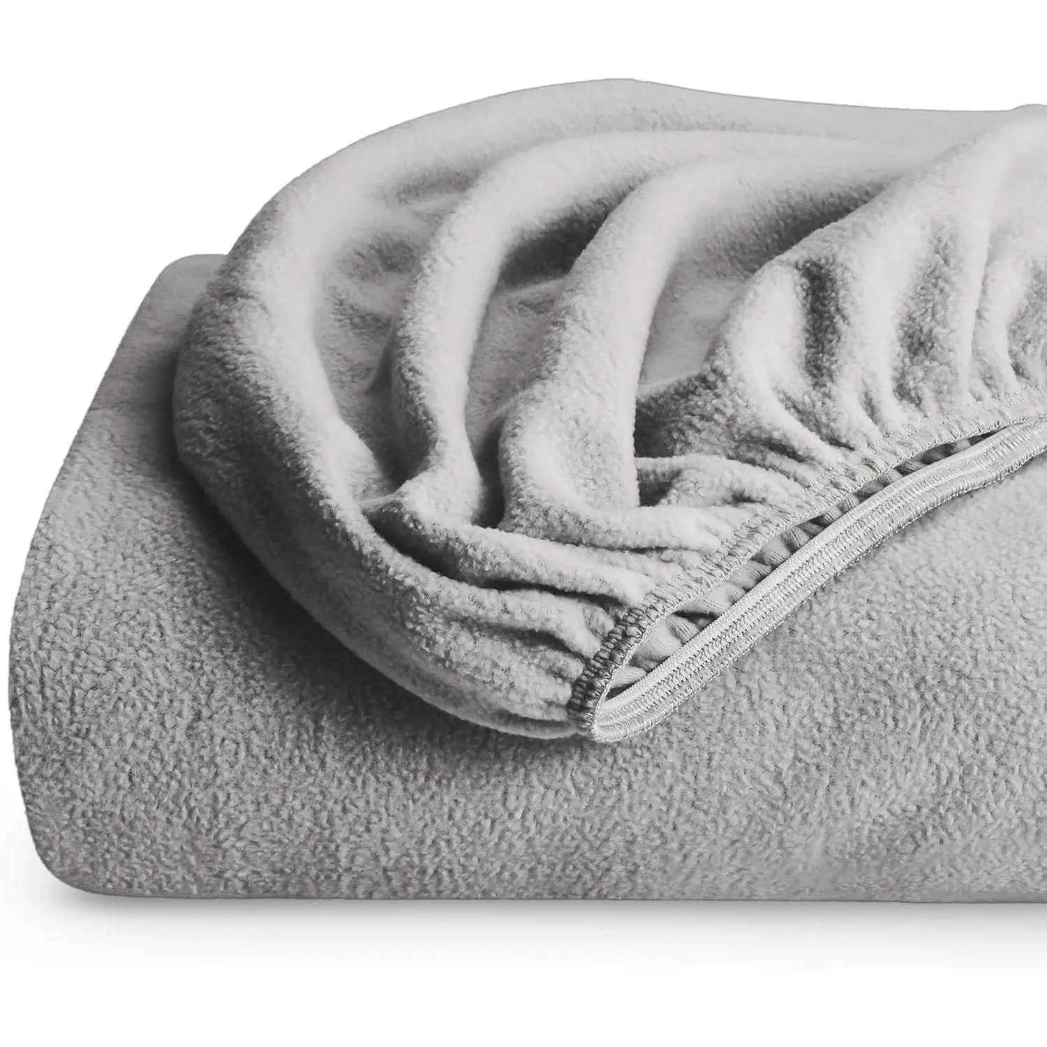 Full Size Polar Fleece Sheet Set - Cozy Warmth, Super Plush, Durable, Skin-Friendly, Deep Pocket, Machine Washable, Dries Quickly (Light Grey)