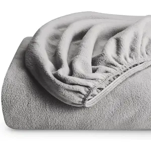 Full Size Durable Fleece Super Sheet - Extra Plush Polar, Deep Pocket, Warm (Light Grey)