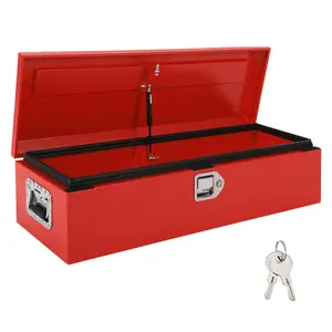 Heavy duty steel card lathe toolbox, 39 inch lockable pickup truck toolbox with air strut, weatherproof cross bed storage box, trailer, RV, work vehicle diamond board lathe toolbox