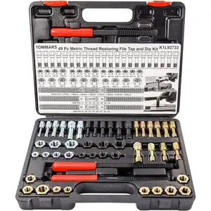 49- Thread Chaser Set Repair Kit, UNC UNF & Metric with Taps, Dies, and Thread Files for Rethreading and Restoration