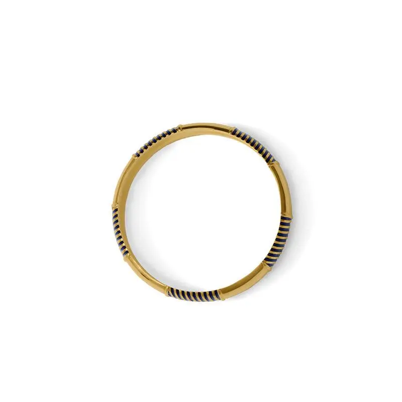 Wide Bangle with Striped Enamel Detail