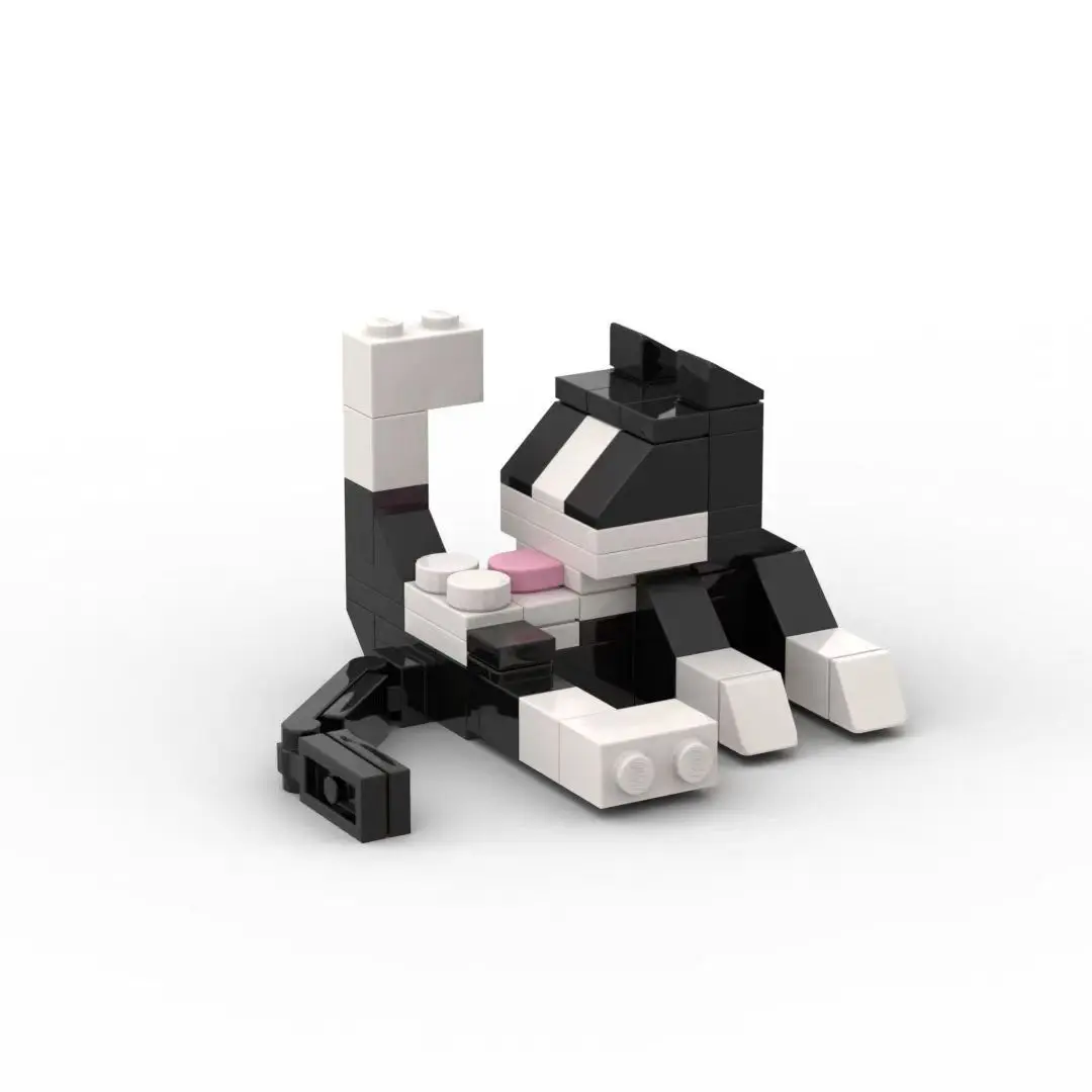Cow Cat Building Blocks Bricks, Kitty Assembly Toy, Small Animal Figurine, Compatible with Lego, Kids' Educational Gift, Unisex