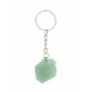 New Moon Beginnings Raw Green Aventurine Keychain with Simple Design and Chain Attachment