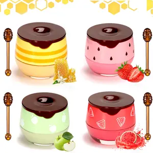 QIUFSSE Honey Pot Bee Lip Balm Set - Overnight Mask & Moisturizing Balm, Hydrating Formula Soothes Dryness, Reduces Lines for Soft Lips