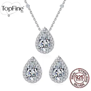 925 Sterling Silvery Classic Minimalist Water Drop Shape Synthetic Zirconia 3 Claws Hypoallergenic Necklace and Stud Earrings 2pcs Sets for s Women Birthday Holiday Daily Outfits Prom Night Party Jewelry Accessories Gift