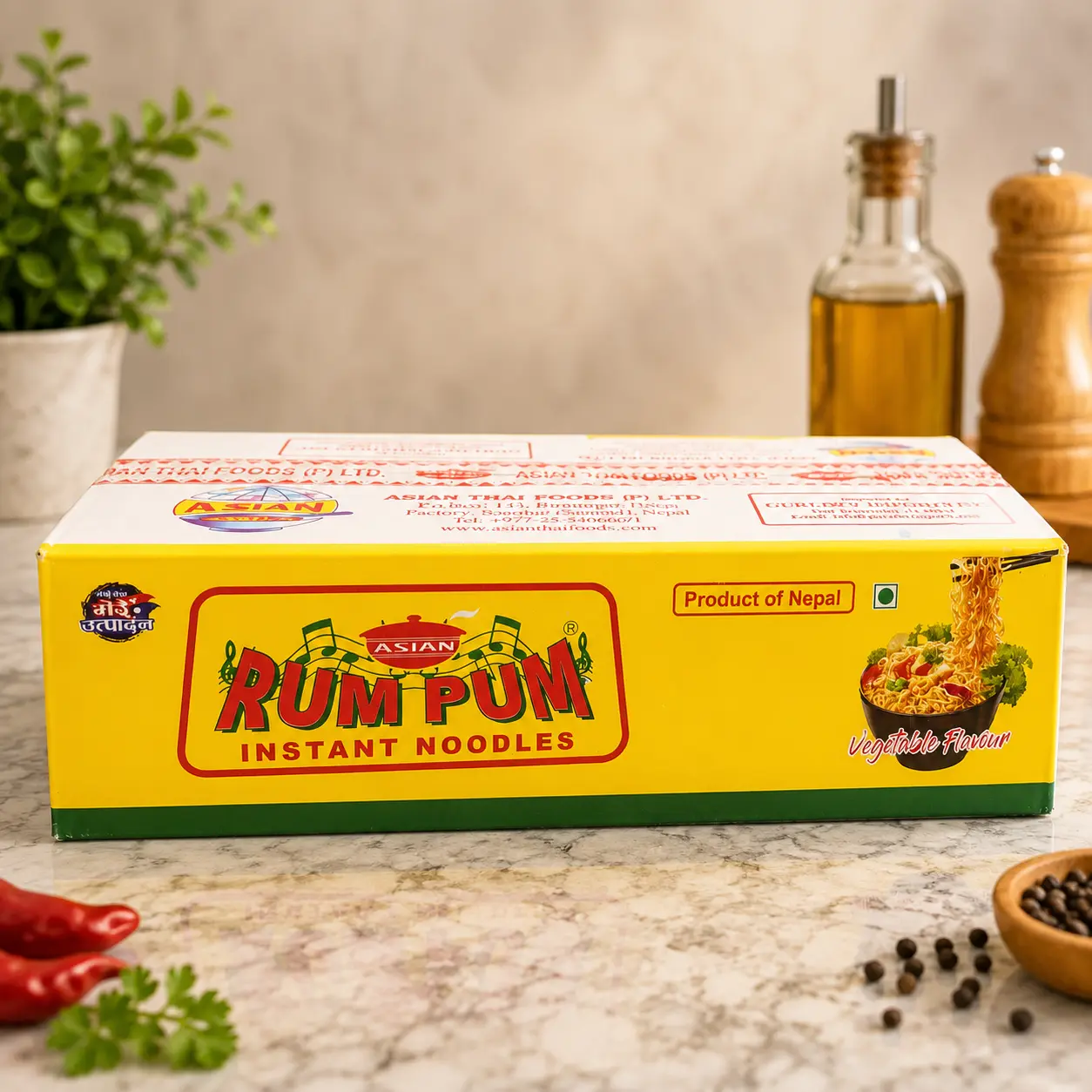 Veg Rumpum Instant Noodles, Authentic Nepali Flavor Crunchy Savory Food Snack, Asian Instant Food Ready to Enjoy