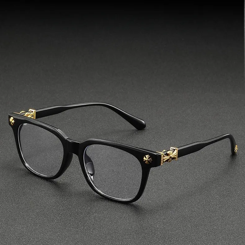 Elegant Black Frame Glasses with Gold Accents for Men and Women  Gold Accent Anti Blue Light Eyeglasses, Lightweight PC Frame Glasses for Gaming Office Daily Wear