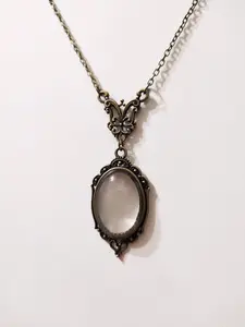Vintage Style Victorian Era Oval Magnifier Design Pendant Necklace, Oval Magnifying Glass Metal Necklace, Fashion Jewelry Accessories For Women As Exquisite Jewelry Gift