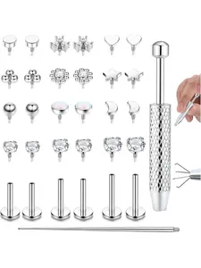 16G/18G Labret Piercing Jewellery Surgical Steel Internally Threaded Tragus Stud CZ Flat Back Earrings Lip Bar Tragus Helix Cartilage Conch Nose Piercing 6/8/10MM Nose Piercing Jewelry