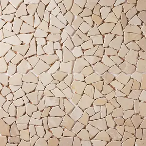 Glam Beige Pebble  12x12 Tumbled Marble Mosaic Tile Sample