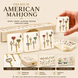 Luxury Mother-of-Pearl American Mahjong Game Set - Handcrafted Smooth Durable Acrylic, Pearlescent Exquisite Designs, Embroidered Handcrafted Details, Ideal for Party Gifting & Indoor Recreation mahjong tile sets mahjong tile game sets  mahjong set