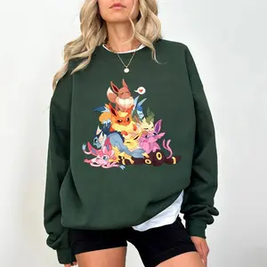 Eevee Eeveelution Sweatshirt, Hoodie Slyveon, umbreon, Espeon, Flareon Anime, Vintage Anime Sweater, Anime lover gift, Anime merch, Anime Lover Sweatshirt, Hoodie Gift, Gift for anime fan, Sweater, Anime Gift, Kawaii