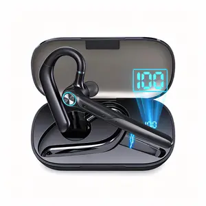 Bluetooth Earhook Headset with ENC Noise Cancelling Mic, Wireless Single Ear Earbud for Truck Drivers, Office Calls & Business Use