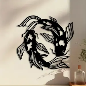1pc Pisces Metal Wall Art, Western Wall Art, Pisces Statue Mural, Perfect for Bohemian Wall, Modern Home Decor, Valentine's Day Decor, Ideal Gift for Collectors, Weather-Resistant Metal