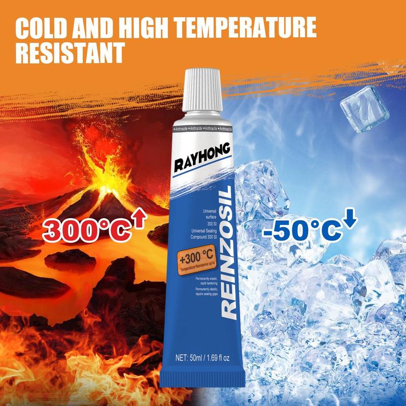 Rayhong REINZOSIL Engine Sealant 50ml High Temperature Resistant for Automotive Metal Fuel Tank Oil Pan Cylinder Gasket Oil Resistant Maintenance Sealant with Blue Applicator