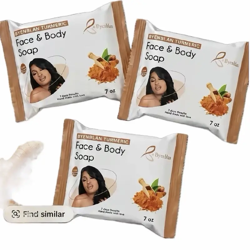 Byenblan Turmeric Cleanser Soap (7oz, 3 Pieces) - Body Care, Moisturize, Hydrating, Antibacterial Bath Soap